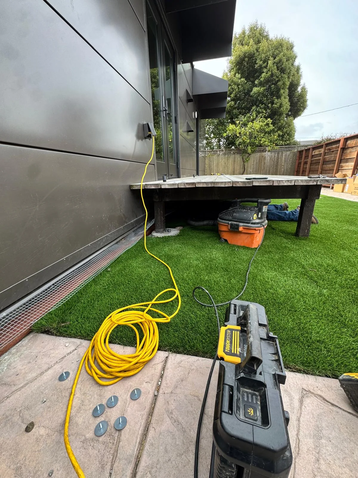 Professional equipment positioned for burrowing rodent control